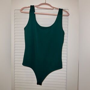 Express Body Contour Compression Scoop Neck Bodysuit in Green